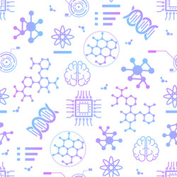 Seamless pattern with thin line nano tech icons vector