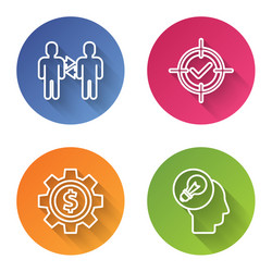 set line project team base target and check mark vector image