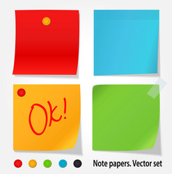 Colored note papers set vector