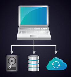 laptop data center web hosting graphic vector image