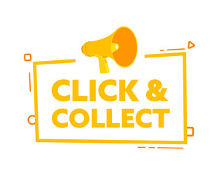 megaphone with click and collect speech bubble vector