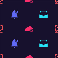 set social media inbox bell cloud sync refresh vector image