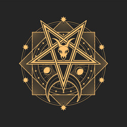 Satanic Devil Skull with Pentagram Royalty Free Vector Image