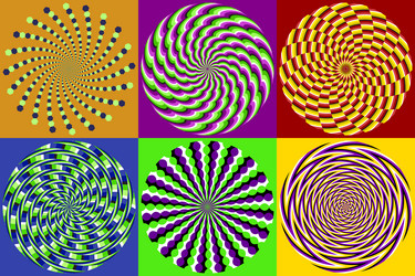 set of circular striped and spiral patterns vector image