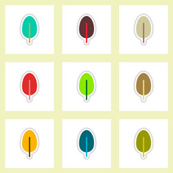 set of labels with shadow leafs icon design vector image