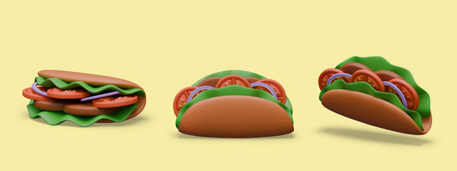 appetizing 3d tacos view from different sides vector image