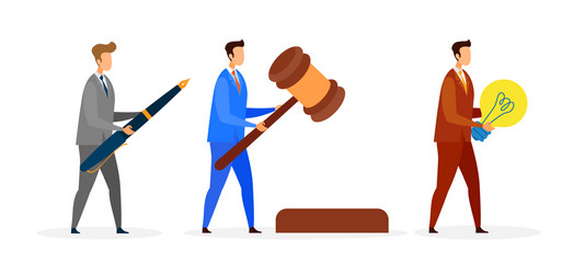 Male teacher lawyer flat characters set vector