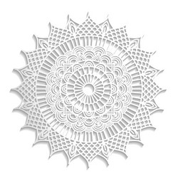 mandala openwork pattern with shadow in white vector image