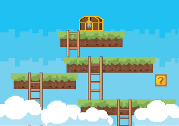 arcade game world and pixel scene design vector image