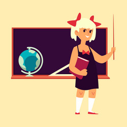 child teacher - little cartoon girl standing next vector