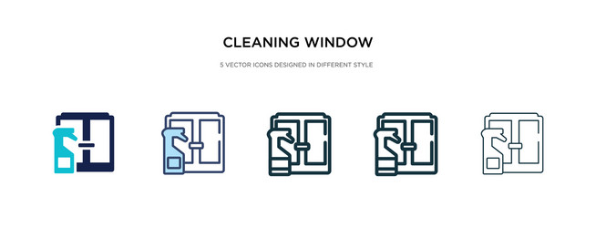 cleaning window icon in different style two vector image