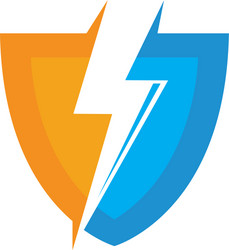 flash thunder bolt shield vector image
