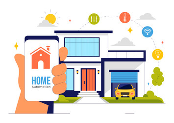 home automation featuring a smart controlled vector image