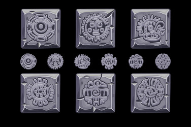 Ancient mexican mythology symbols isolated vector