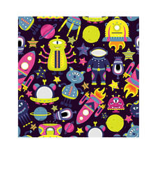 Cartoon seamless pattern with flat aliens Vector Image