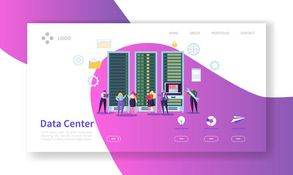 data center concept landing page hosting service vector image