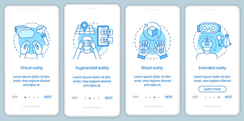 extended reality onboarding mobile app page vector image
