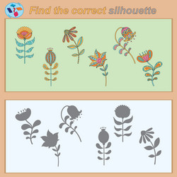 logical task find the correct silhouette game vector image