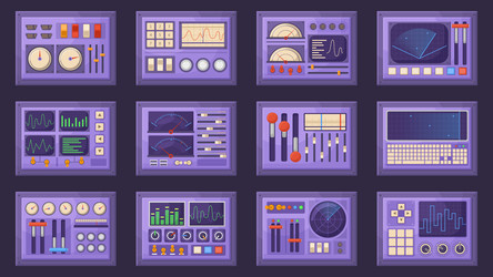 Retro Spacecraft Dashboard Controls vector image