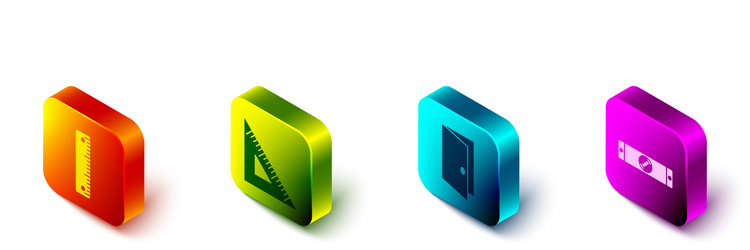 set isometric ruler triangular closed door vector image