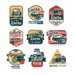 Vintage Car Repair Labels Set Vector Image