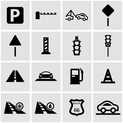 black road icon set vector