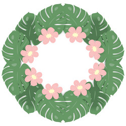 circle frame with an abstract image of monstera vector image