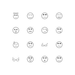 Emoticons linear thin icons set outlined simple vector