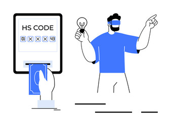 man using virtual reality with concept vector image