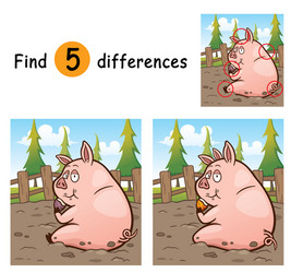 Pig Find Differences Game vector image