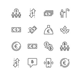 Set of finance related icons vector