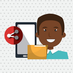 smartphone user sharing files isolated icon design vector image