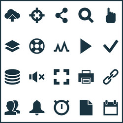 user icons set with search link mute and other vector image