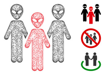 alien group polygonal web mesh vector image