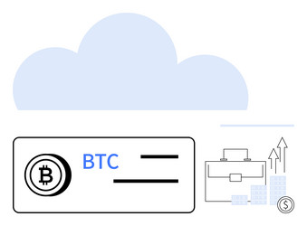 bitcoin transaction with cloud storage briefcase vector image