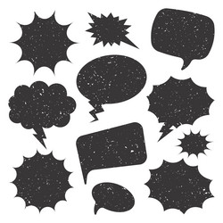 black grunge comic speech bubbles isolated vector