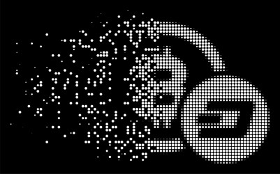 Bright destructed pixelated halftone bitcoin vector