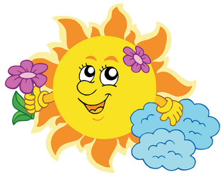 Cute sun with flower vector