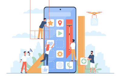 Mobile App UI Development Team vector image