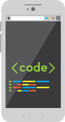 programming code on a smartphone icon vector image