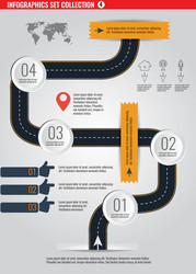 road infographic with colorful pin pointer vector