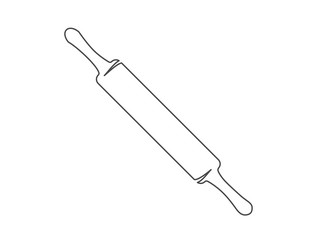rolling pin continuous one line icon isolated vector image