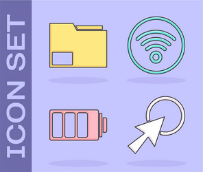 set arrow cursor document folder battery charge vector image