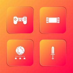 set gamepad portable video game console computer vector image