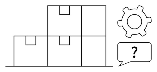 stack of boxes with gear and question mark vector image