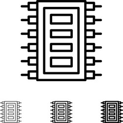 tech hardware chip computer connect bold and thin vector image