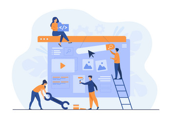 digital marketing team constructing landing vector image