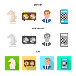 isolated object of checkmate and thin icon set vector image