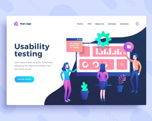 Landing page template ui usability testing concept vector