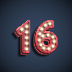 realistic number character with lamps vector image